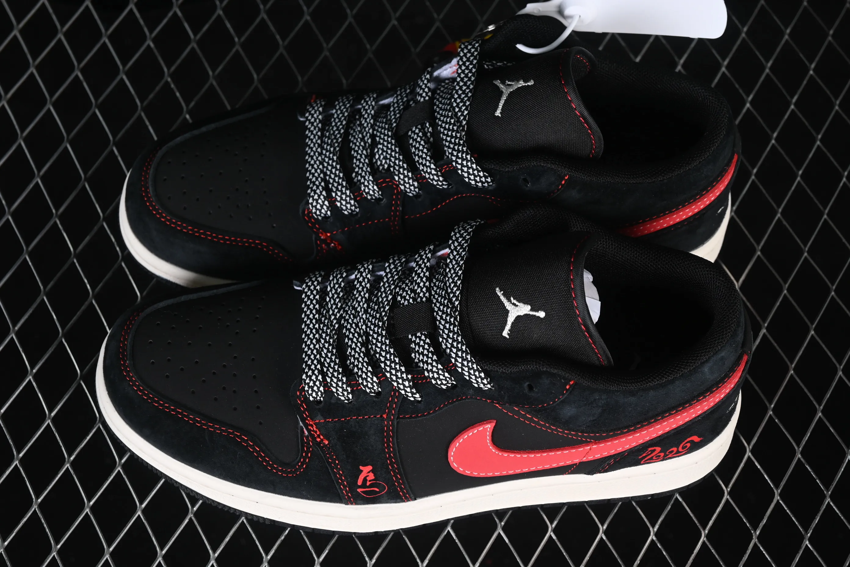 All categories Air Jordan Jordan series basketball shoes Air Jordan 1 Low High-end customized low-top sneakers Air Jordan 1 Low AJ1 Joe 1 Year of the Horse limited edition black and red high-end customized low-top retro basketball shoes DX6259-601